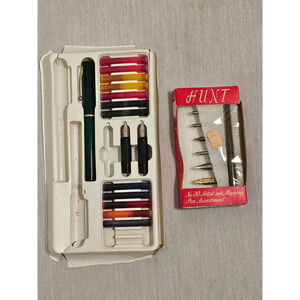 Lot 2 Vintage Calligraphy Sets –Shaeffer, Hunt Calligraphy Pens - As Is